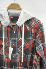 2015 S/S n(n) BY NUMBER (N)INE FOODED WESTERN SHIRTS__CHECK BLACKxRED