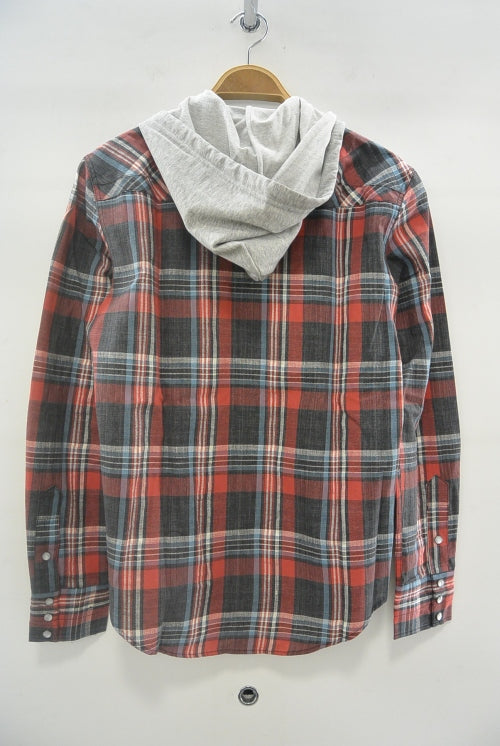 2015 S/S n(n) BY NUMBER (N)INE FOODED WESTERN SHIRTS__CHECK BLACKxRED