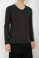 2013 S/S LAD MUSICIAN 80/2 T-CLOTH MARINE BORDER UネックロングスリーブTシャツ GREEN×WINE