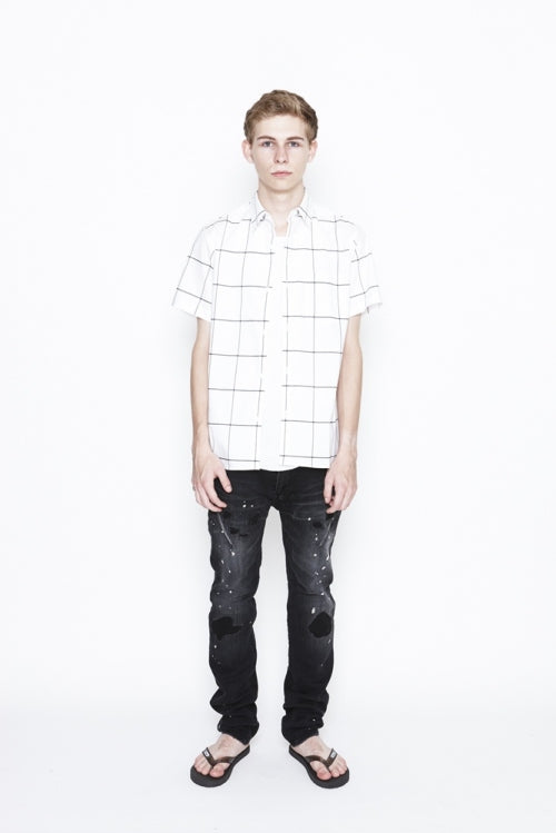 2016 S/S NUMBER (N)INE　REGULAR COLLAR SHIRTS S/S_TYPEWRITER STRETCH(WINDOW PANE) WHITE
