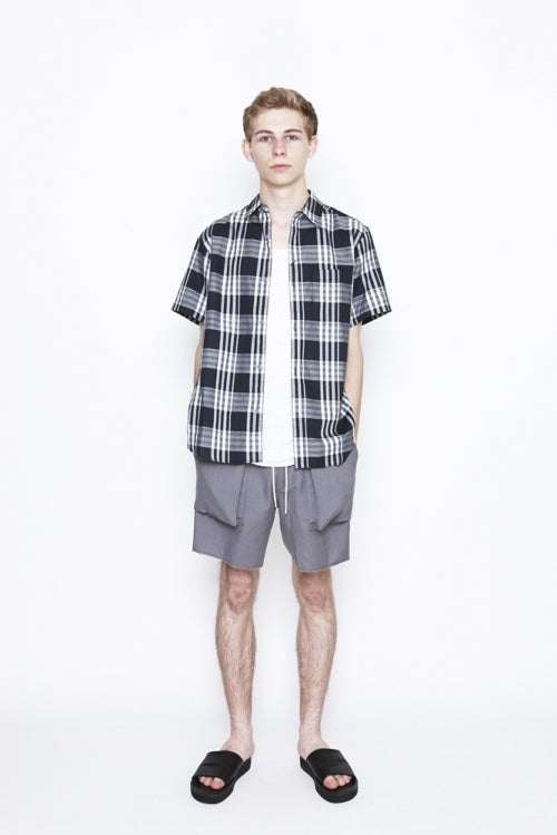 2016 S/S NUMBER (N)INE　REGULAR COLLAR SHIRTS S/S_TWILL CHECK  BLACK