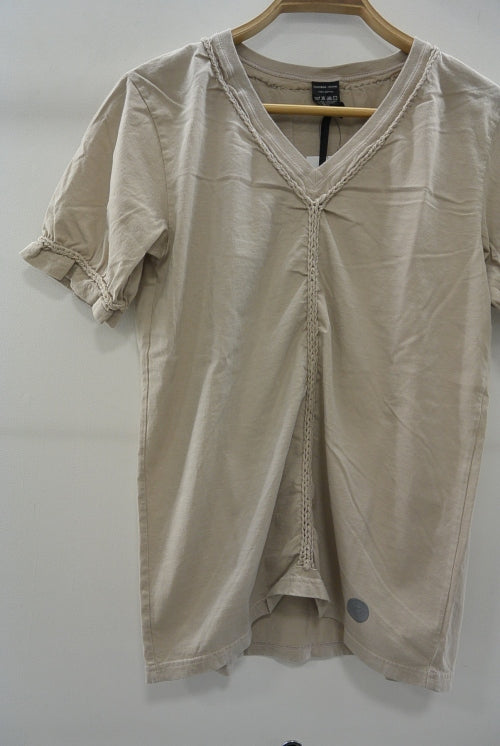 2016 S/S NUMBER (N)INE　BRAIDED V-NECK T-SHIRTS_GARMENT DYE BEIGE
