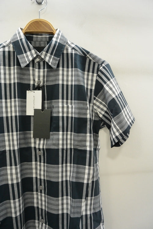 2016 S/S NUMBER (N)INE　REGULAR COLLAR SHIRTS S/S_TWILL CHECK  BLACK