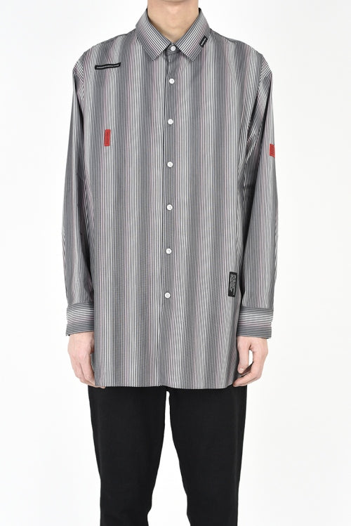 2018 S/S LAD MUSICIAN COTTON/POLYESTER BROAD PUNK STRIPE BIG SHIRT WHITE×PINK×GRAY 