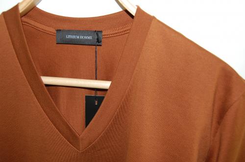 kurkku×LITHIUM HOMME SILKET POC V-NECK LS T L-BROWN