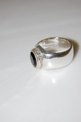idealism sound 18K YG Rope T-COLLEGE RING with CZ SILVER