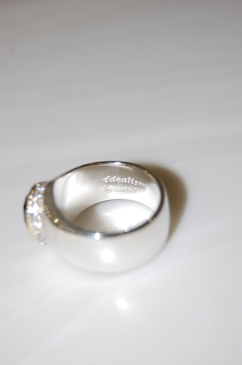 idealism sound 18K YG Rope T-COLLEGE RING with CZ SILVER