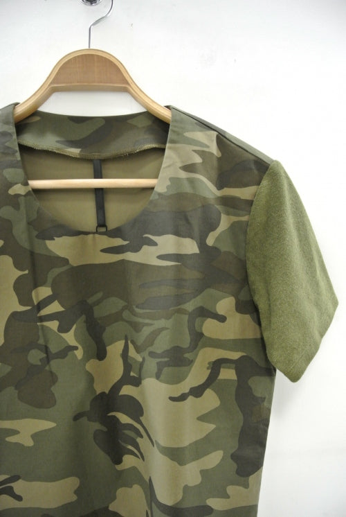 2015 S/S GalaabenD ライトモールスキンストレッチ カモフラージュprint+1.5ミリパイル crew neck loose fit 65/KHAKI MIX