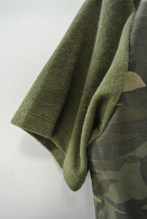 2015 S/S GalaabenD ライトモールスキンストレッチ カモフラージュprint+1.5ミリパイル crew neck loose fit 65/KHAKI MIX