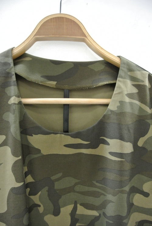 2015 S/S GalaabenD ライトモールスキンストレッチ カモフラージュprint+1.5ミリパイル crew neck loose fit 65/KHAKI MIX