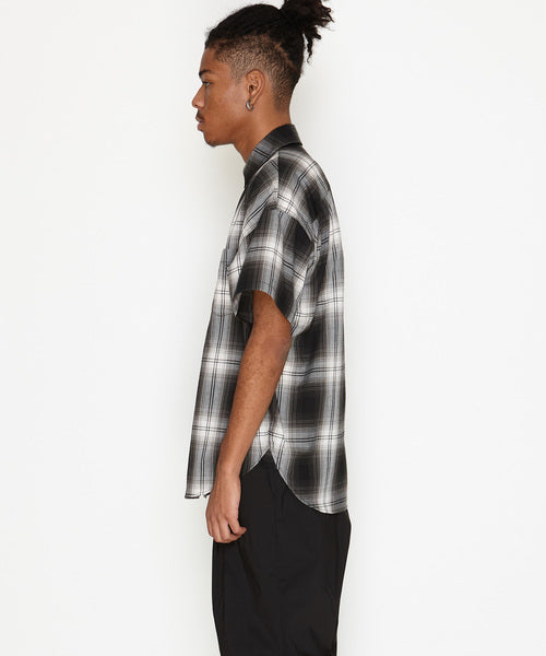2019 S/S NUMBER (N)INE OMBRE CHECK BIG SHOULDER SHORT SLEEVE SHIRT
