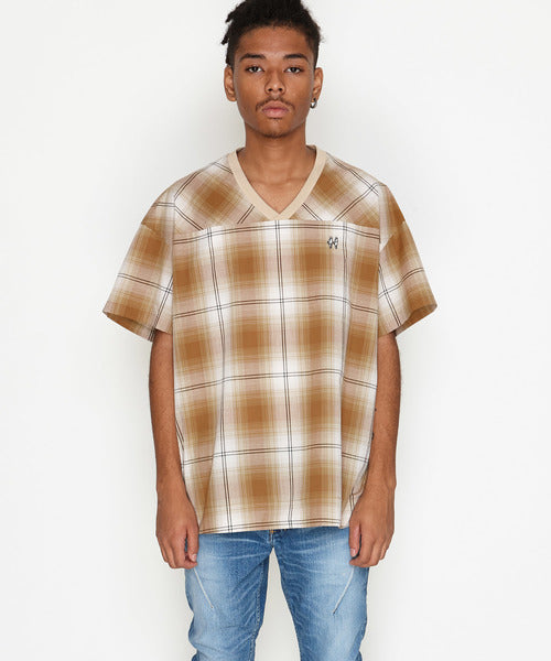 2019 S/S NUMBER (N)INE OMBRE CHECK BIG SHOULDER SHORT SLEEVE PULLOVER SHIRT				