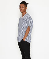 2019 S/S NUMBER (N)INE STRIPE BIG SHOULDER SHORT SLEEVE PULLOVER SHIRT 