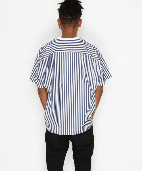 2019 S/S NUMBER (N)INE STRIPE BIG SHOULDER SHORT SLEEVE PULLOVER SHIRT 