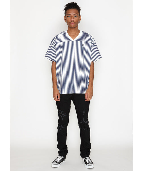 2019 S/S NUMBER (N)INE STRIPE BIG SHOULDER SHORT SLEEVE PULLOVER SHIRT 