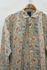 2016 S/S JAMA RICO Block Print(Plant Dye)Open Collar Shirt BEIGE
