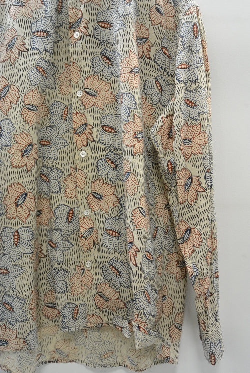 2016 S/S JAMA RICO Block Print(Plant Dye)Open Collar Shirt BEIGE