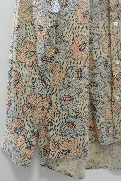 2016 S/S JAMA RICO Block Print(Plant Dye)Open Collar Shirt BEIGE