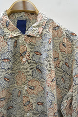 2016 S/S JAMA RICO Block Print(Plant Dye)Open Collar Shirt BEIGE