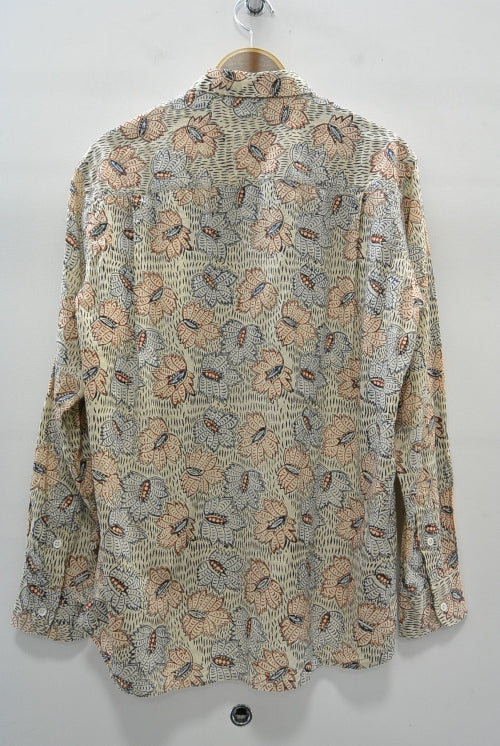 2016 S/S JAMA RICO Block Print(Plant Dye)Open Collar Shirt BEIGE