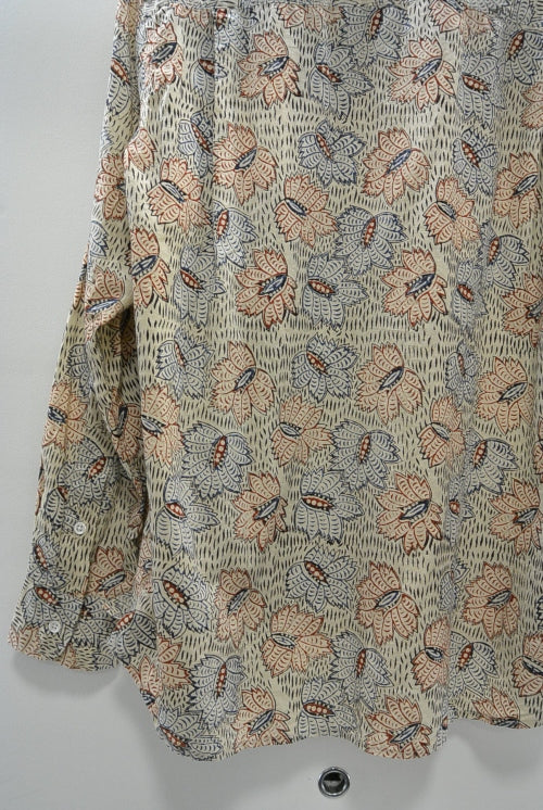 2016 S/S JAMA RICO Block Print(Plant Dye)Open Collar Shirt BEIGE