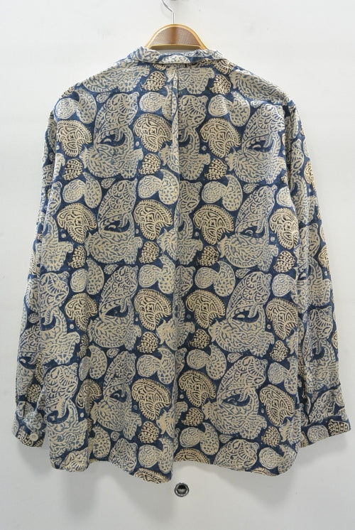 2016 S/S JAMA RICO Block Print(Plant Dye)Grandpa Shirt NAVY