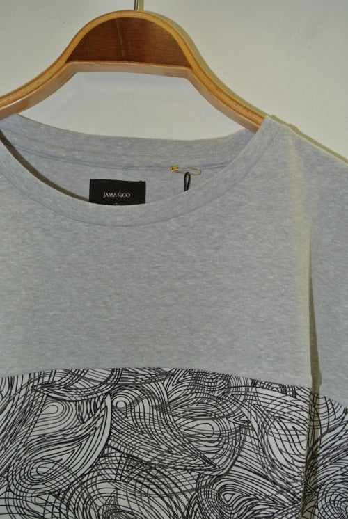 2014 S/S JAMA RICO C/N/R NEP TENJIKU×BIG PAYSLEY PRINT BROAD GREY