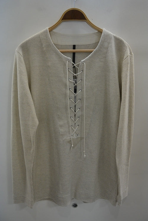 2015 S/S GalaabenD 10G リネンローゲージニット lace up front SH 04/ECRU