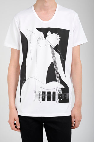 2015 S/S LAD MUSICIAN U-NECK PRINT T-SHIRT PERMANENT ROCKER LAD MUSICIAN X ATSUSHI KAMIJO WHITE