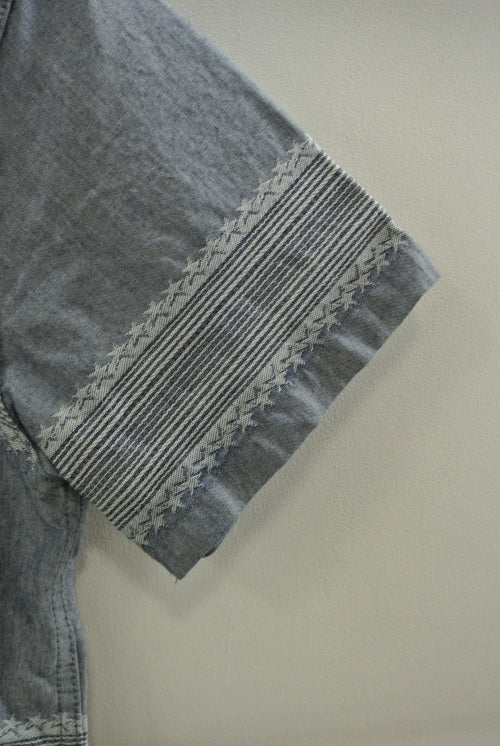  2014 S/S M original star jacquard chambray shirts indigo