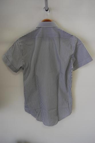 LITHIUM HOMME THOMAS MASON PIN-STRIPE PIN STRIPE FLY-FRONT S/S SHIRT LONDON STRIPE(BLACK×WHITE)