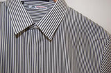 LITHIUM HOMME THOMAS MASON PIN-STRIPE PIN STRIPE FLY-FRONT S/S SHIRT LONDON STRIPE(BLACK×WHITE)