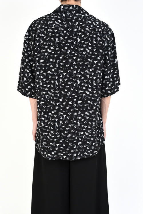 2019 S/S LAD MUSICIAN DECHINE INKJET HAZED FLOWER OPEN COLLAR BIG SHIRT