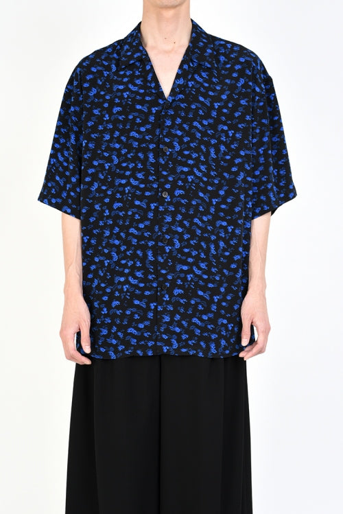 2019 S/S LAD MUSICIAN DECHINE INKJET HAZED FLOWER OPEN COLLAR BIG SHIRT