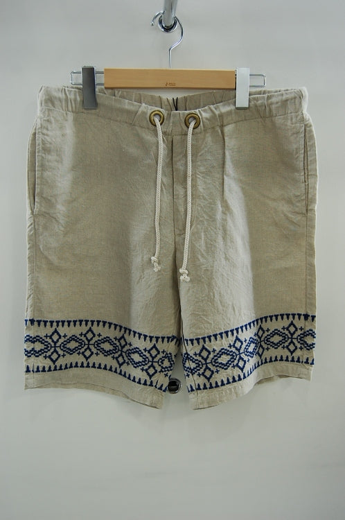 2013 S/S JAMA RICO LINEN NEEDLEWORK SHORT PANTS BEIGE
