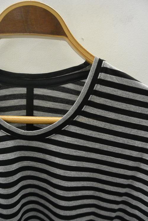 2017 A/W GalaabenD マーキュリー天竺ボーダーcrew-neck long GRAY×BLACK