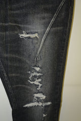 2016 A/W n(n) BY NUMBER (N)INE TAPERED PANTS_STRETCH DENIM(DAMAGE) BLACK