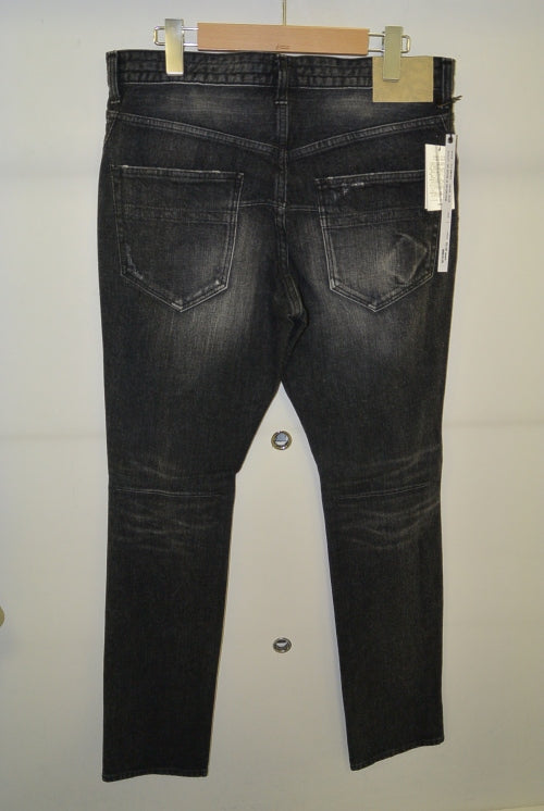 2016 A/W n(n) BY NUMBER (N)INE TAPERED PANTS_STRETCH DENIM(DAMAGE) BLACK