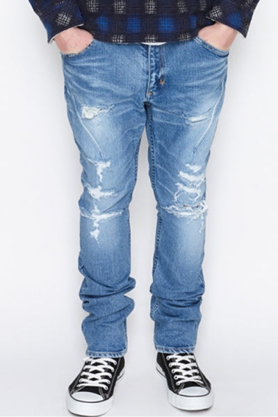 2016 A/W n(n) BY NUMBER (N)INE TAPERED PANTS_STRETCH DENIM(DAMAGE) BLUE