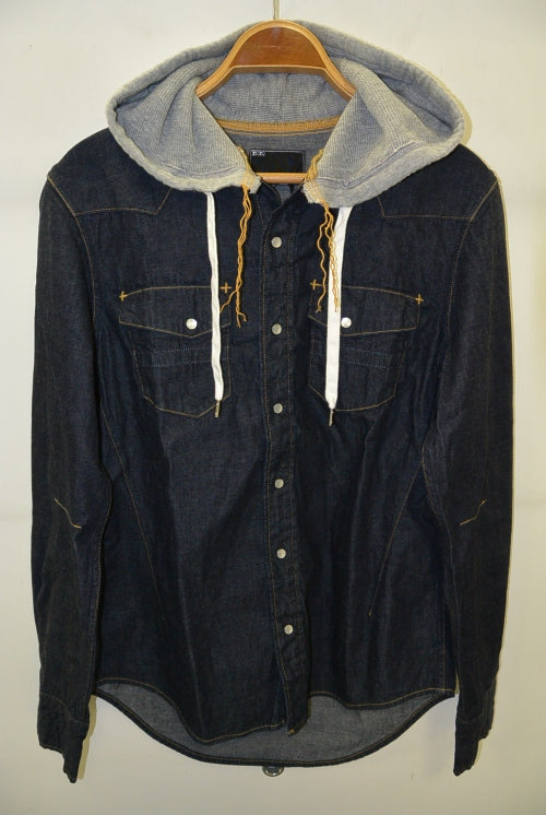 2016 A/W n(n) BY NUMBER (N)INE HOODED WESTERN SHIRTS_ DENIM(WASHED) BLUE