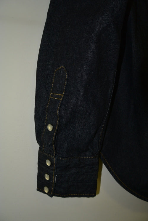 2016 A/W n(n) BY NUMBER (N)INE HOODED WESTERN SHIRTS_ DENIM(WASHED) BLUE