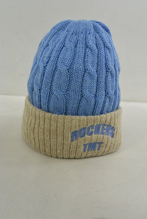2015 A/W TMT COMBINATION CABLE KNIT CAP SAX
