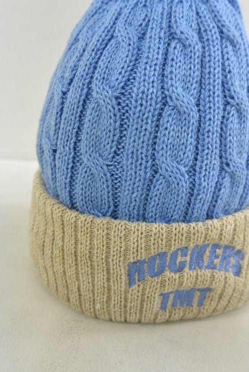 2015 A/W TMT COMBINATION CABLE KNIT CAP SAX