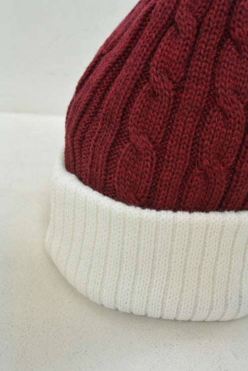 2015 A/W TMT COMBINATION CABLE KNIT CAP BURGUNDY