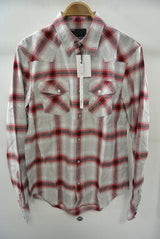 2015 A/W n(n) BY NUMBER (N)INE Western Shirts_Flannel Onbure Check GRAYxRED