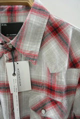 2015 A/W n(n) BY NUMBER (N)INE Western Shirts_Flannel Onbure Check GRAYxRED