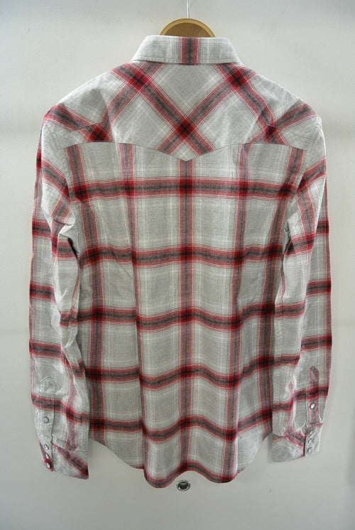 2015 A/W n(n) BY NUMBER (N)INE Western Shirts_Flannel Onbure Check GRAYxRED