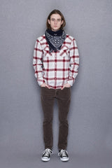 2015 A/W n(n) BY NUMBER (N)INE Western Shirts_Flannel Onbure Check GRAYxRED