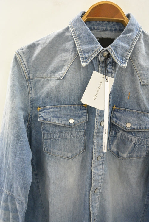 2016 A/W n(n) BY NUMBER (N)INE WESTERN SHIRTS_DENIM(DAMAGE) BLUE