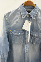 2016 A/W n(n) BY NUMBER (N)INE WESTERN SHIRTS_DENIM(DAMAGE) BLUE